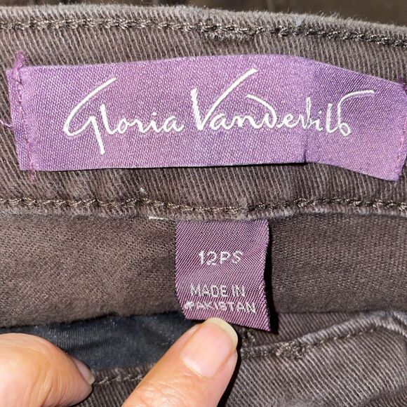 Gloria Vanderbilt Amanda Straight Leg Women's 12P Dark Brown Soft Denim Jeans - Picture 3 of 8